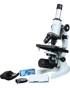 Radical 2500x Medical School Vet Lab Microscope w Semi Plan Objectives, LED Battery Backup Lamp, 3D Stage, Slide Kit